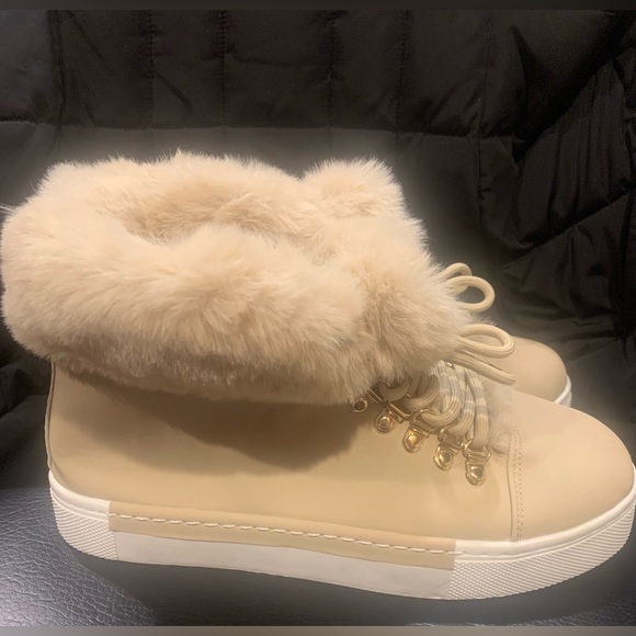 New Warm Faux Fur Trim Women's Casual Lace Up Flat Snow Ankle Boots Shoes Size 9 - Picture 11 of 11